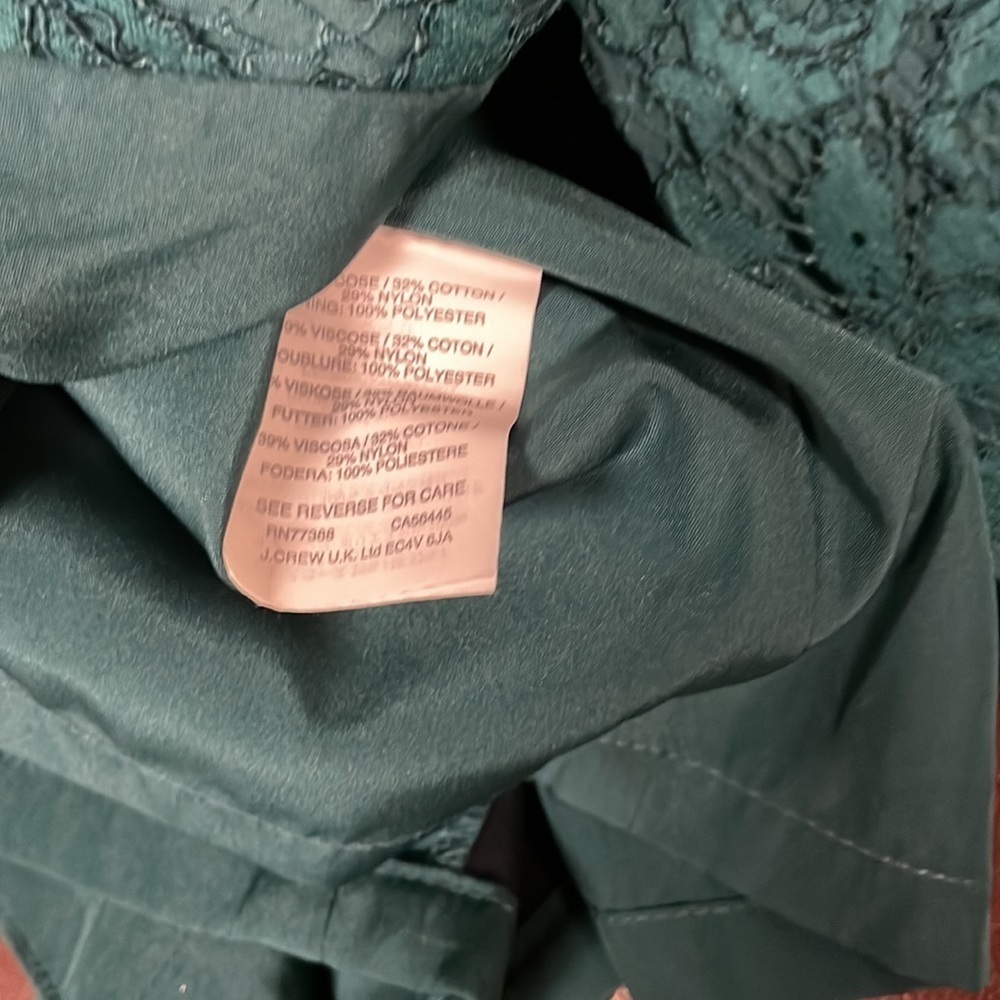J Crew teal lace lined sheath dress , size 2, great condition! - Picture 9 of 9